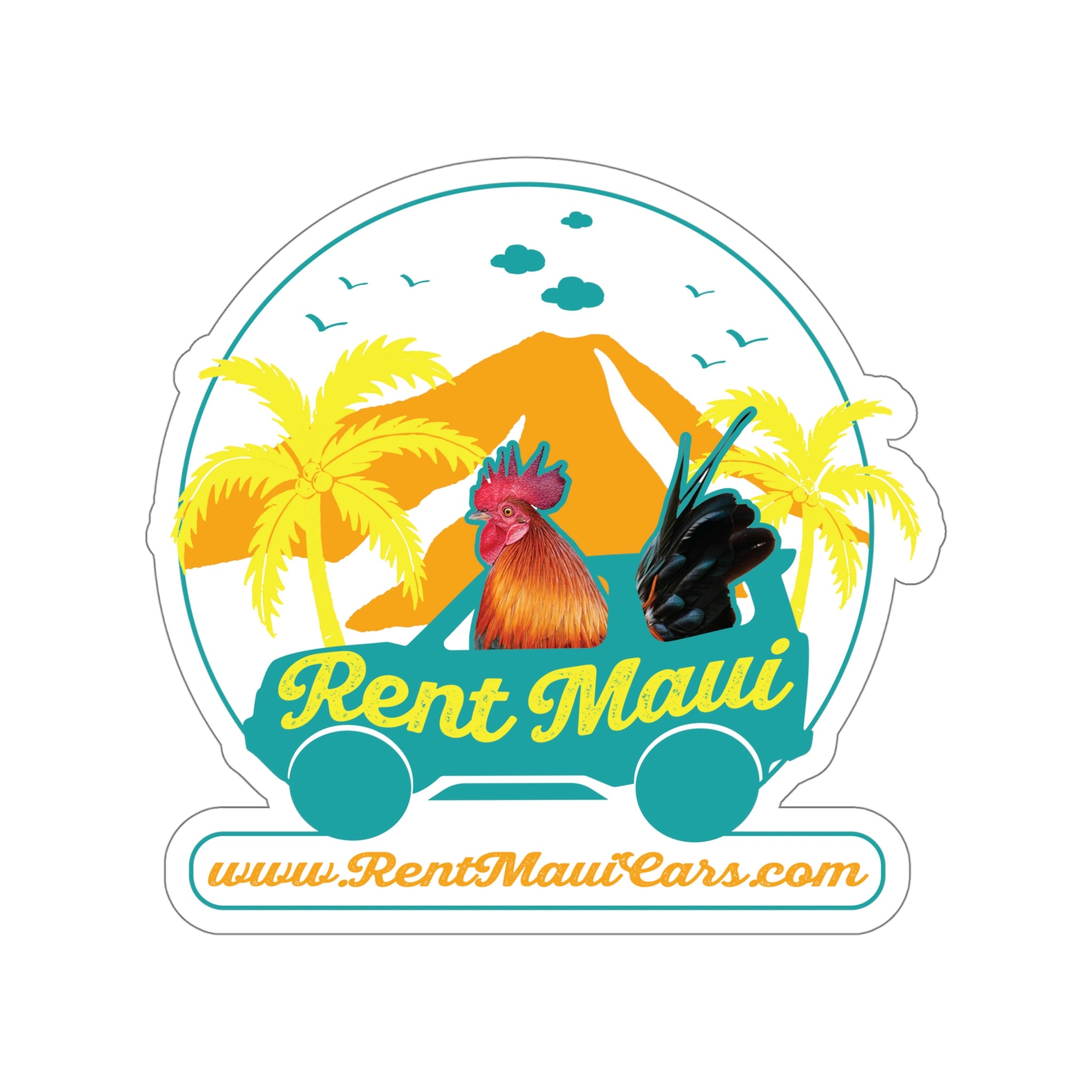 Rent Maui Palm Trees Chicken Kiss-Cut Sticker