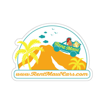 Rent Maui Haleakala And Palm Trees Chickens Kiss-Cut Sticker