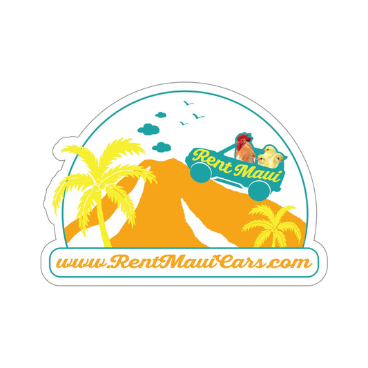 Rent Maui Haleakala And Palm Trees Chickens Kiss-Cut Sticker