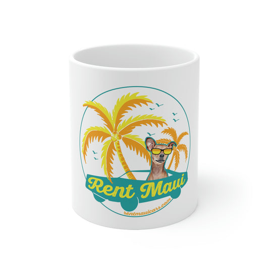 Rent Maui Palm Trees Dog Ceramic Mug 11oz