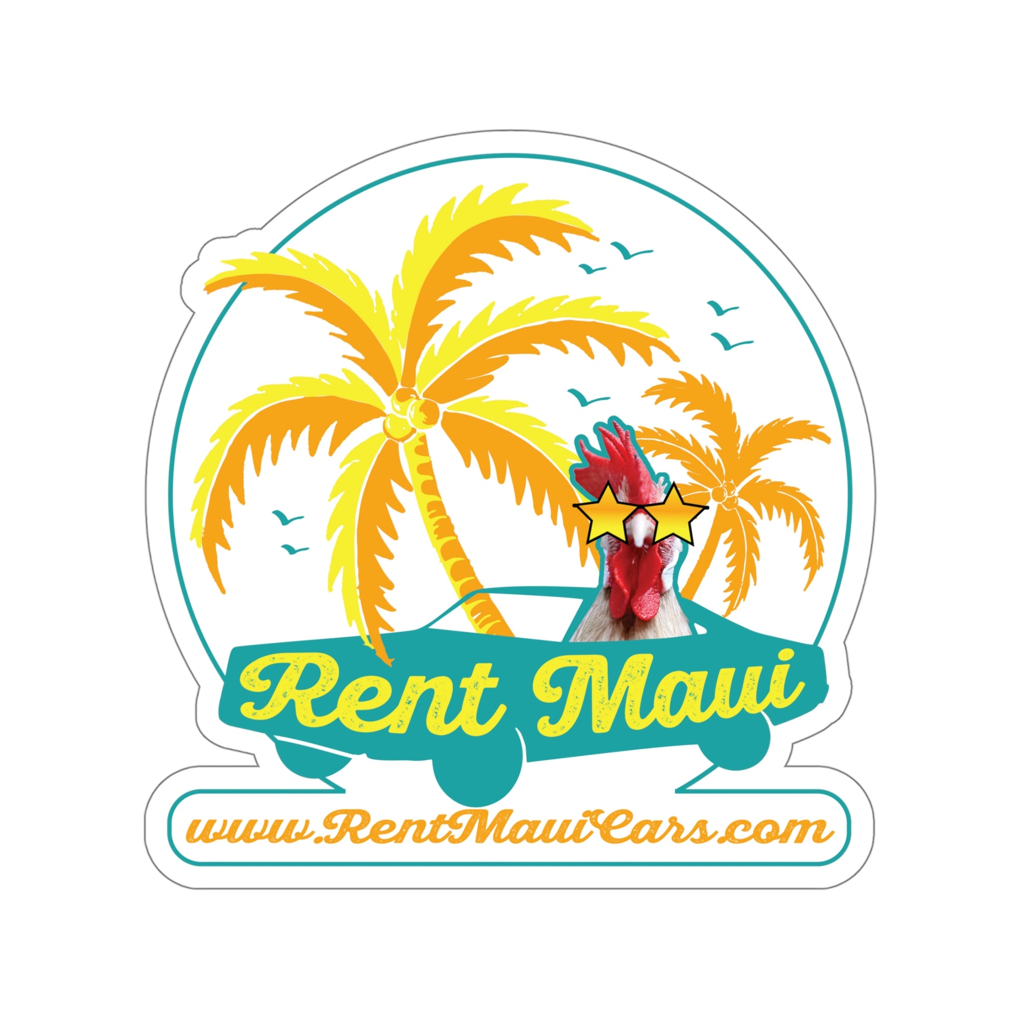 Rent Maui Palm Trees Chicken Kiss-Cut Sticker