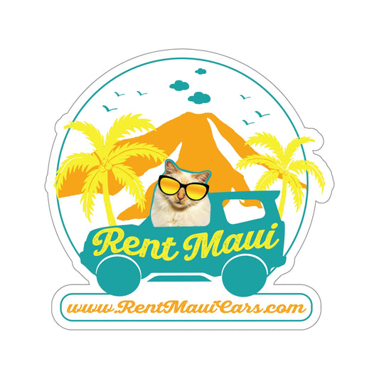Rent Maui Palm Trees Cat Kiss-Cut Sticker
