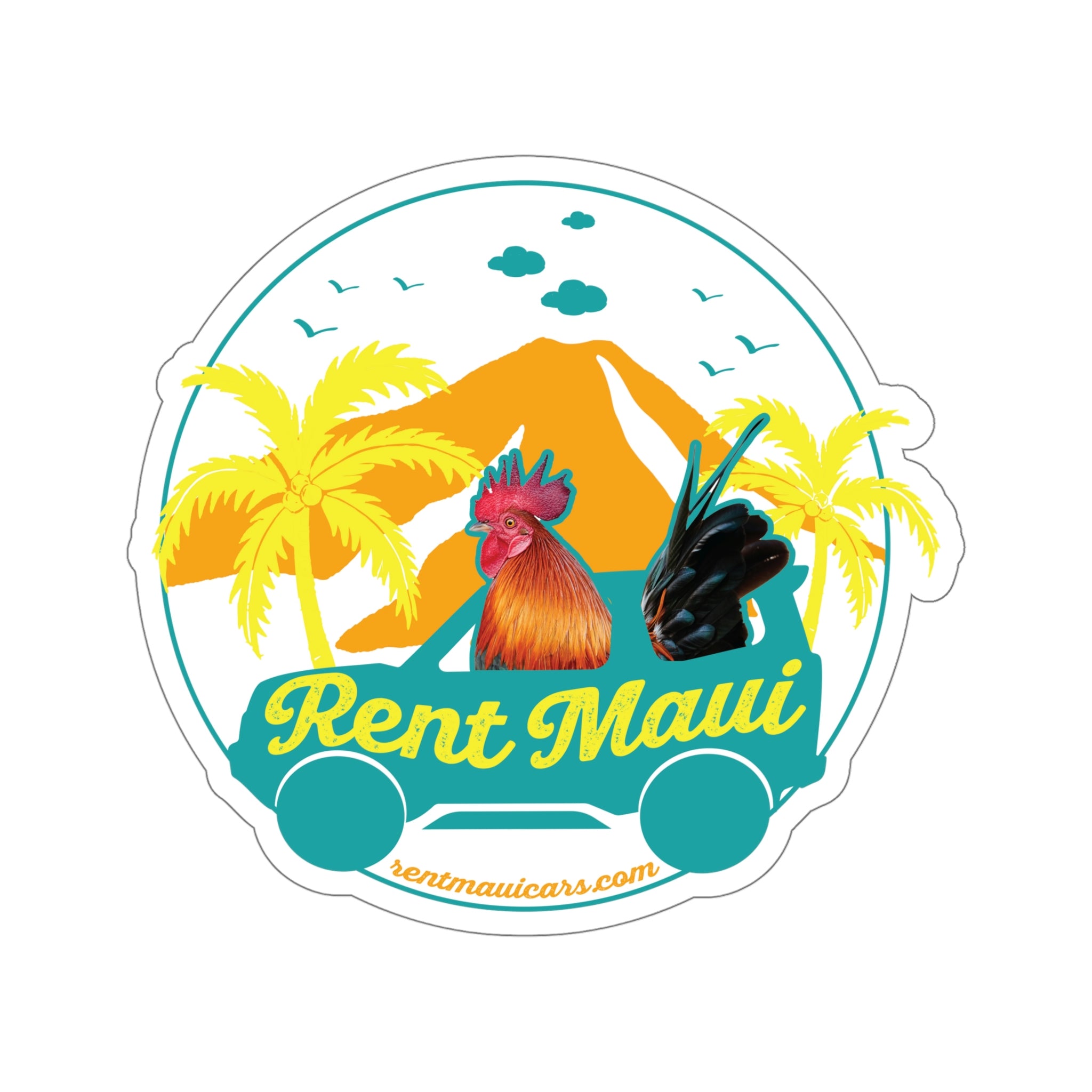 Rent Maui Palm Trees Chicken Kiss-Cut Sticker