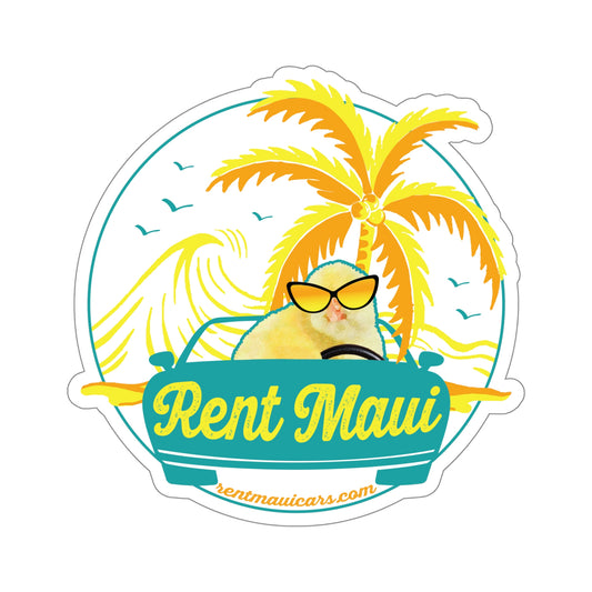 Rent Maui Ocean And Palm Tree Chick Kiss-Cut Sticker