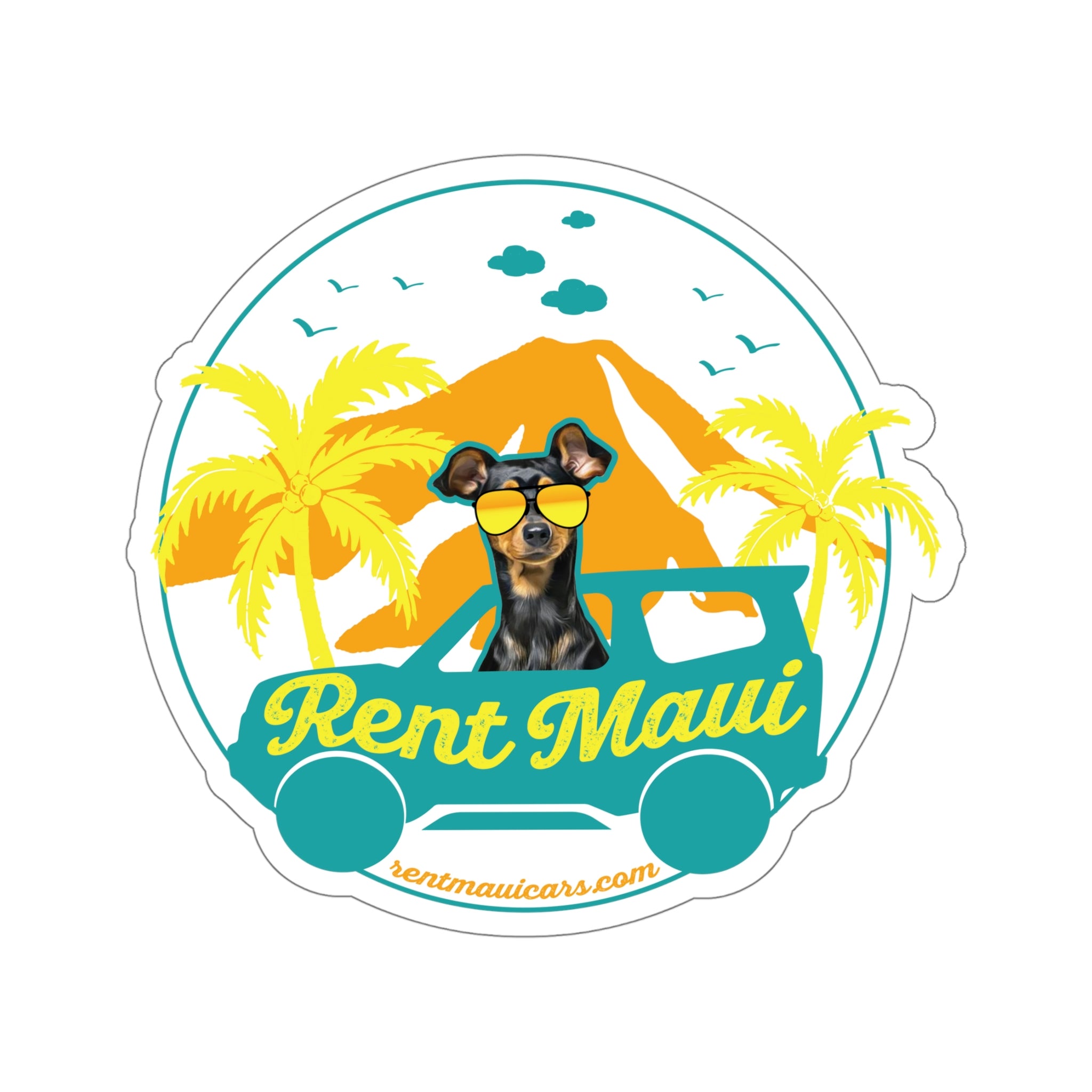 Rent Maui Palm Trees Dog Kiss-Cut Sticker