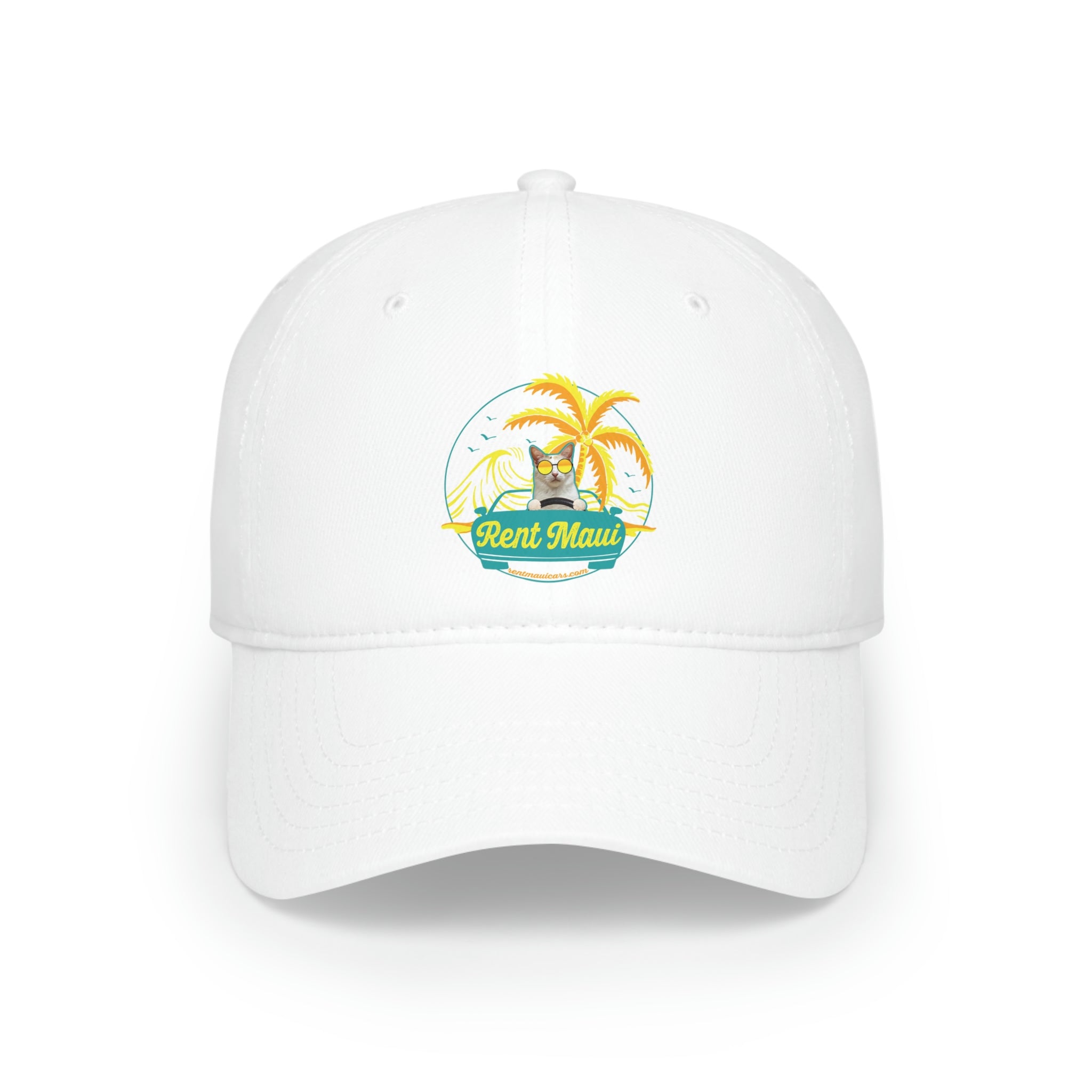 Rent Maui Ocean And Palm Tree Cat Baseball Cap