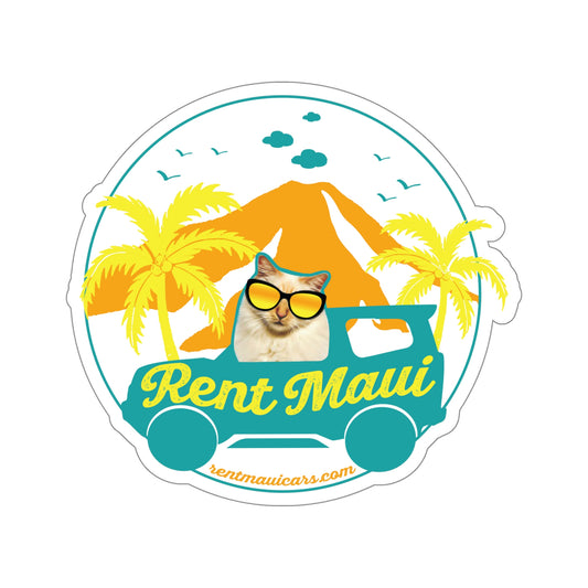 Rent Maui Palm Trees Cat Kiss-Cut Sticker