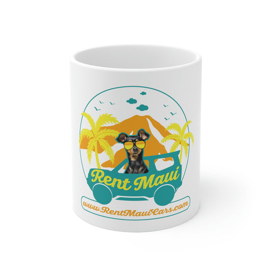 Rent Maui Haleakala And Palm Trees Dog Ceramic Mug 11oz