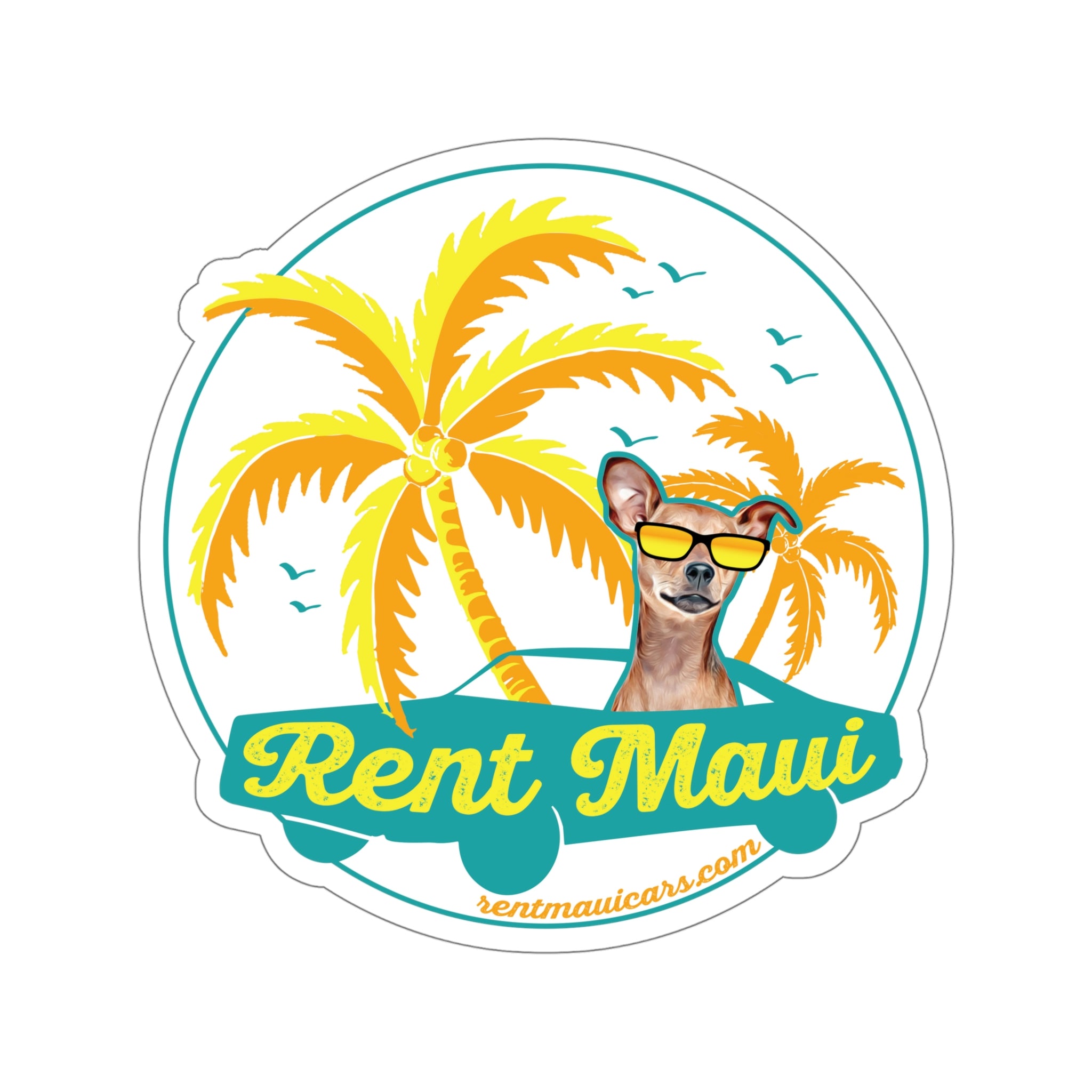 Rent Maui Palm Trees Dog Kiss-Cut Sticker