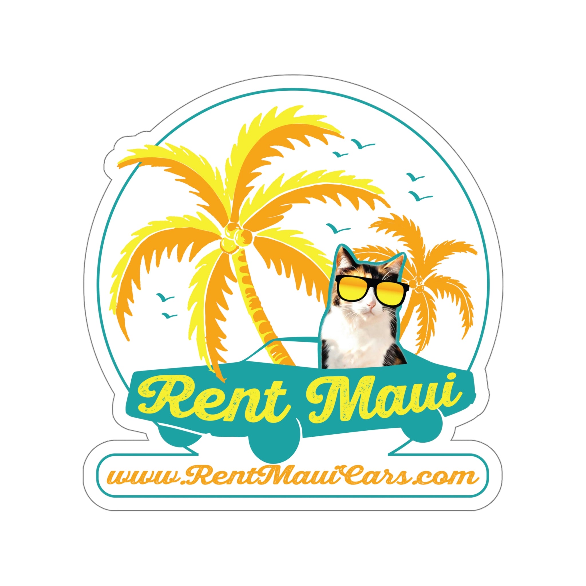 Rent Maui Palm Trees Cat Kiss-Cut Sticker
